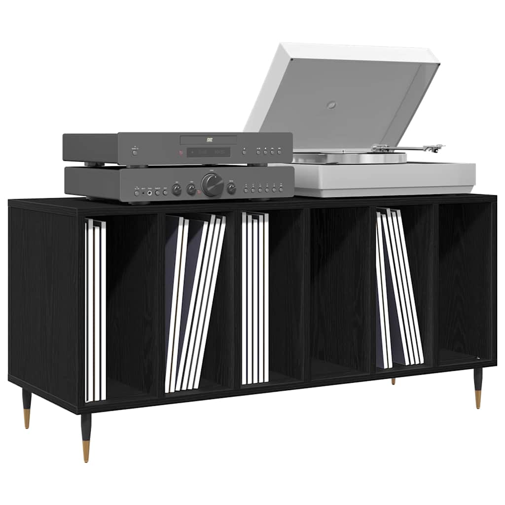 Record Cabinet with Shelf Black Oak 39.37 x 14.96 x 18.90 in