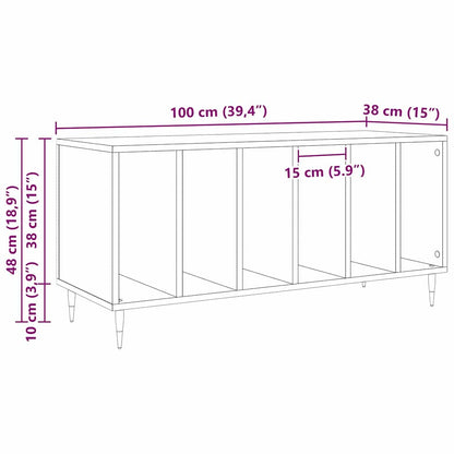 Record Cabinet with Shelf Black Oak 39.37 x 14.96 x 18.90 in