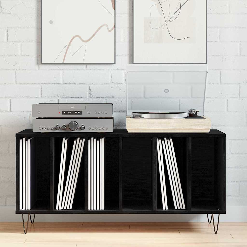 Record Cabinet with Shelf Black Oak 39.37 x 14.96 x 18.90 in