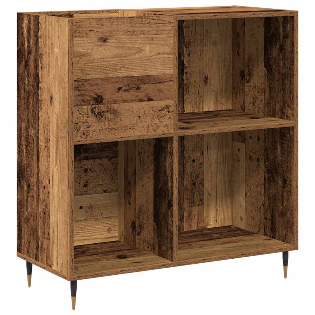 Record Cabinet with Shelf Old wood 33.46 x 14.96 x 35.04 in