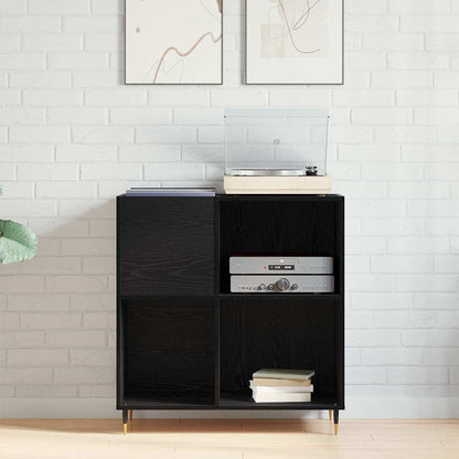 Record Cabinet with Shelf Black Oak 33.46 x 14.96 x 35.04 in