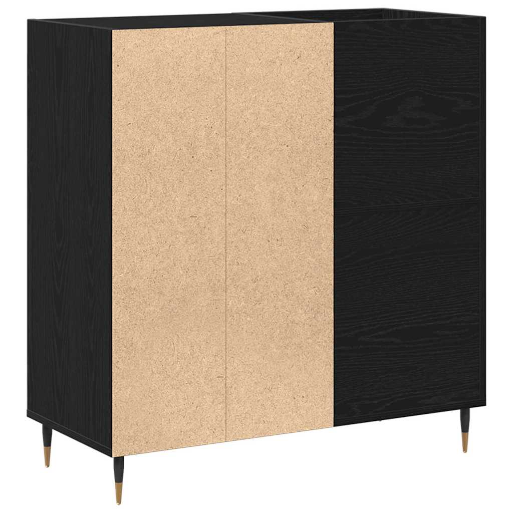 Record Cabinet with Shelf Black Oak 33.46 x 14.96 x 35.04 in