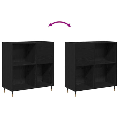 Record Cabinet with Shelf Black Oak 33.46 x 14.96 x 35.04 in