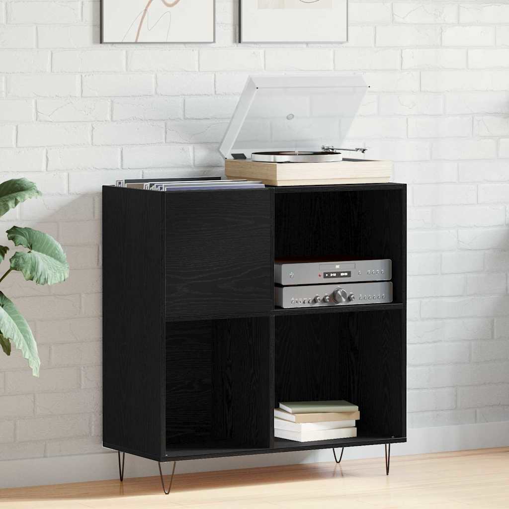 Record Cabinet with Shelf Black Oak 33.46 x 14.96 x 35.04 in