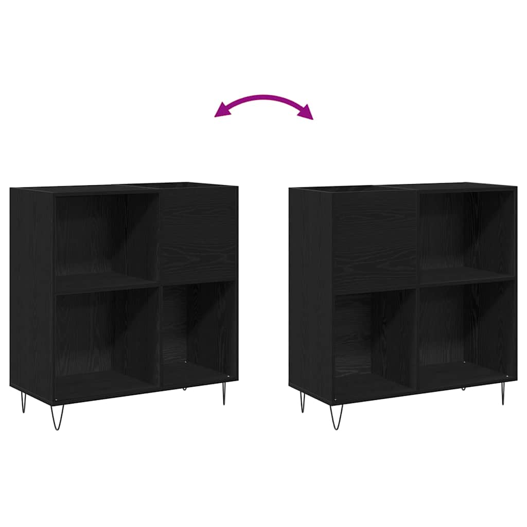 Record Cabinet with Shelf Black Oak 33.46 x 14.96 x 35.04 in