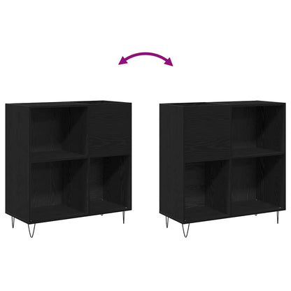 Record Cabinet with Shelf Black Oak 33.46 x 14.96 x 35.04 in