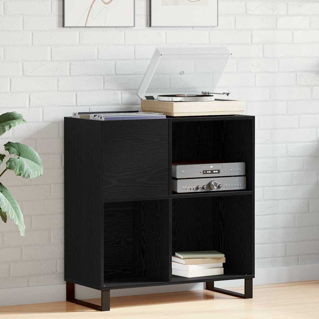 Record Cabinet with Shelf Black Oak 33.46 x 14.96 x 35.04 in