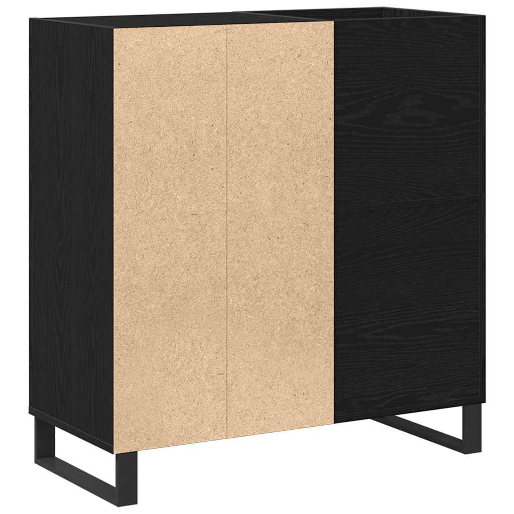 Record Cabinet with Shelf Black Oak 33.46 x 14.96 x 35.04 in