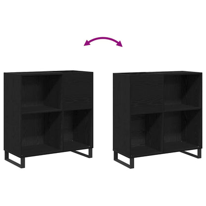 Record Cabinet with Shelf Black Oak 33.46 x 14.96 x 35.04 in