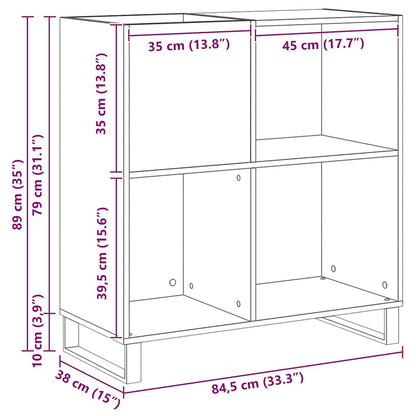 Record Cabinet with Shelf Black Oak 33.46 x 14.96 x 35.04 in
