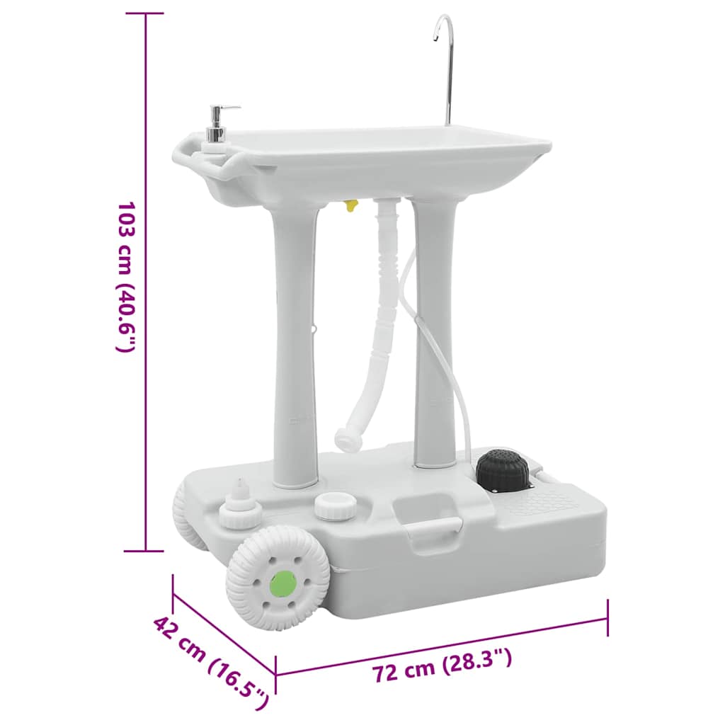 Camping Handwash Stand Gray 72 x 42 x 103 cm Plastic