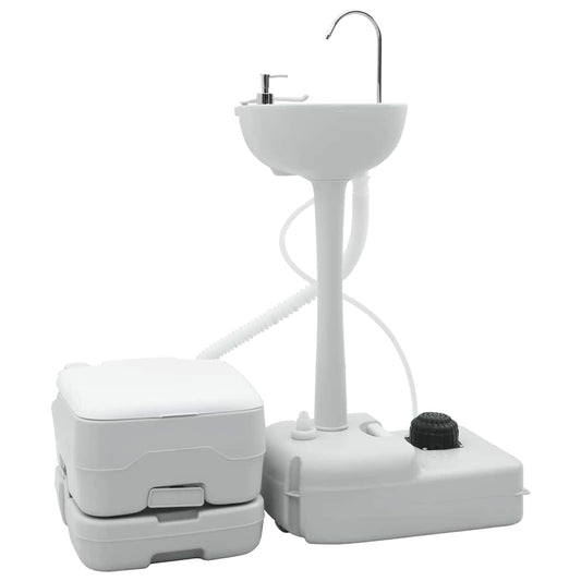 Camping Toilet 2 pcs Grey and White 50.5 x 33 x 103 cm