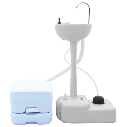 Camping Toilet 2 pcs Blue and White 50.5 x 33 x 103 cm
