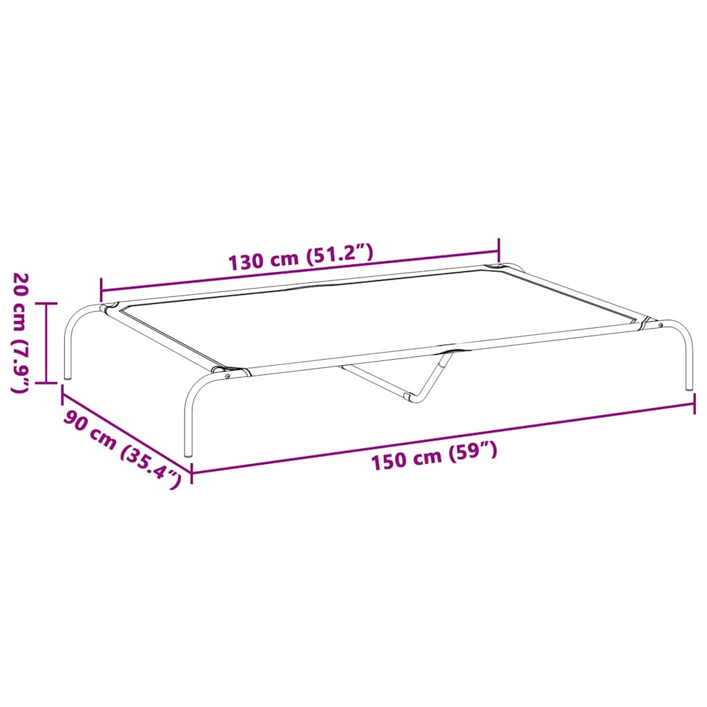 Elevated Dog Bed Gray 59.1"x35.4"x7.9" Textilene and Steel