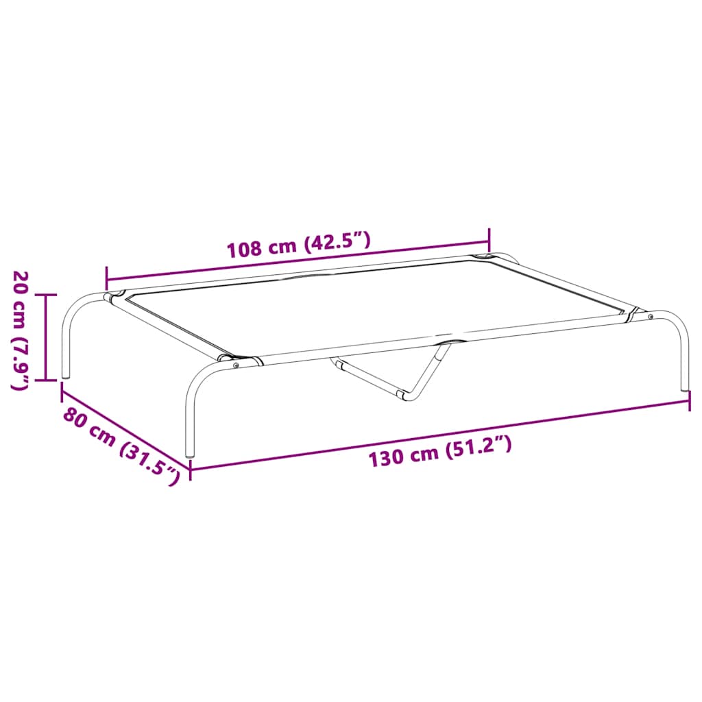 Elevated Dog Bed Gray 51.2"x31.5"x7.9" Oxford Fabric and Steel