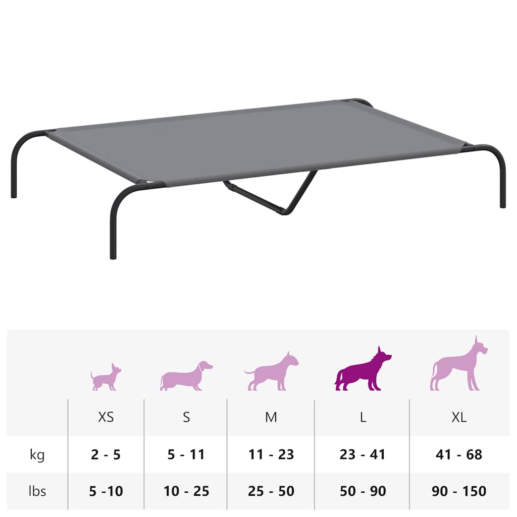 Elevated Dog Bed Gray 51.2"x31.5"x7.9" Oxford Fabric and Steel