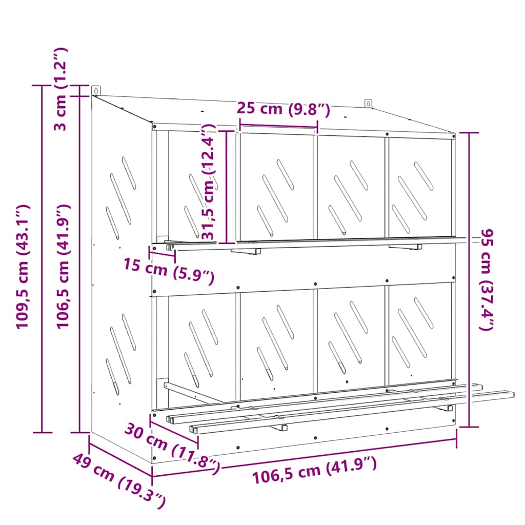 Chicken Nesting Box Galvanized silver