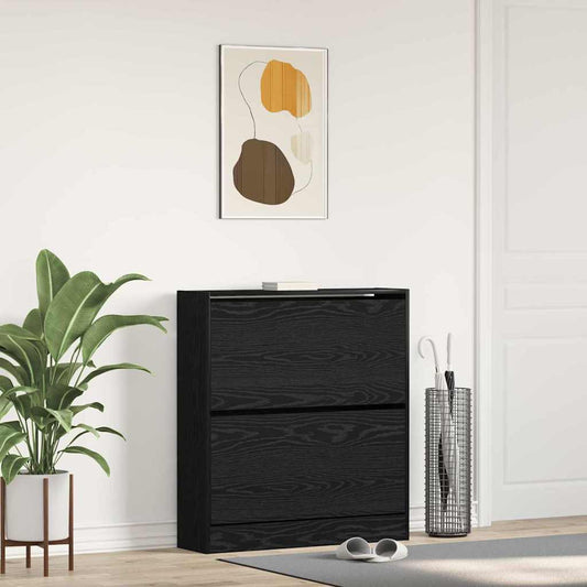 Shoe Cabinet Black oak 31.5" x 8.3" x 34.4" Engineered wood