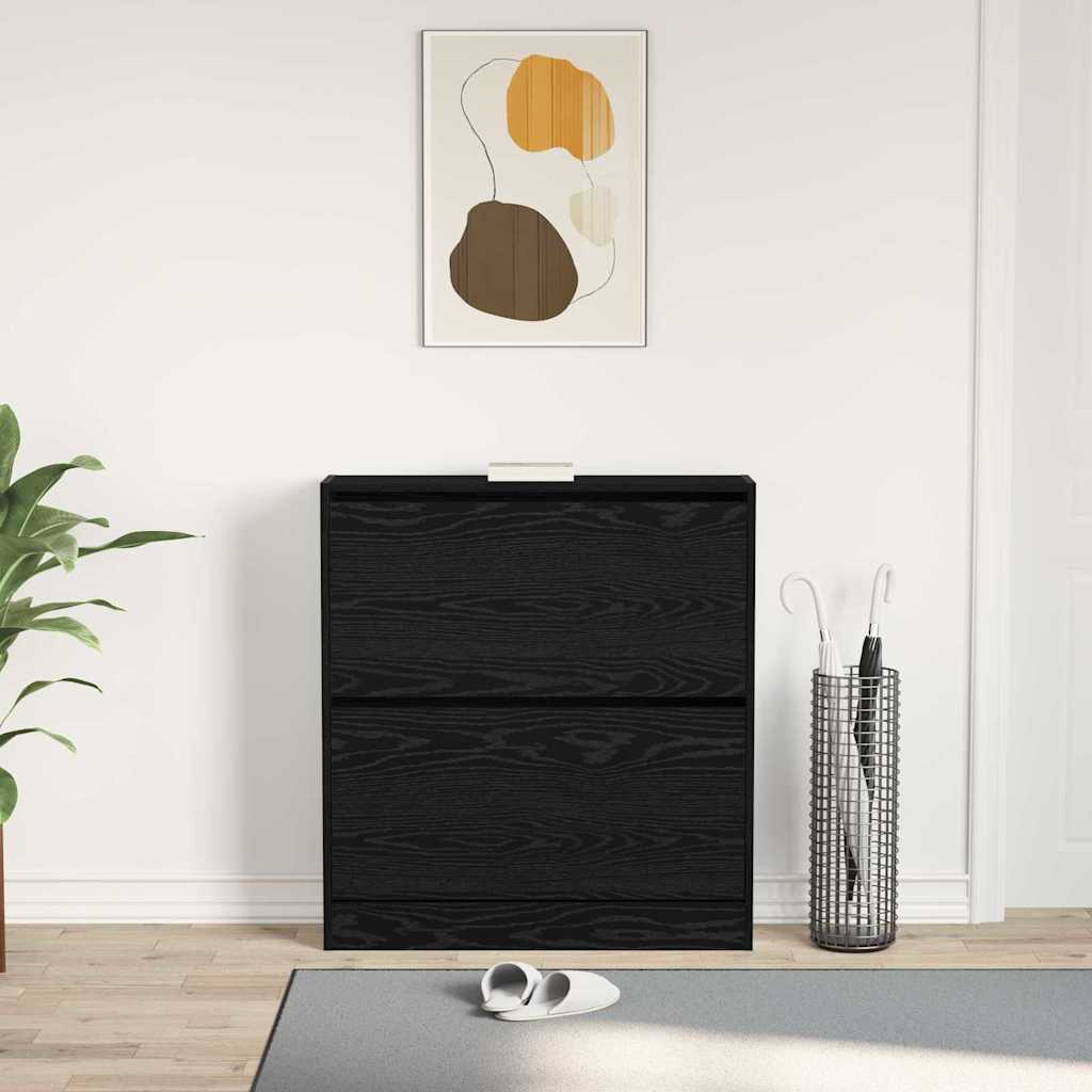 Shoe Cabinet Black oak 31.5" x 8.3" x 34.4" Engineered wood