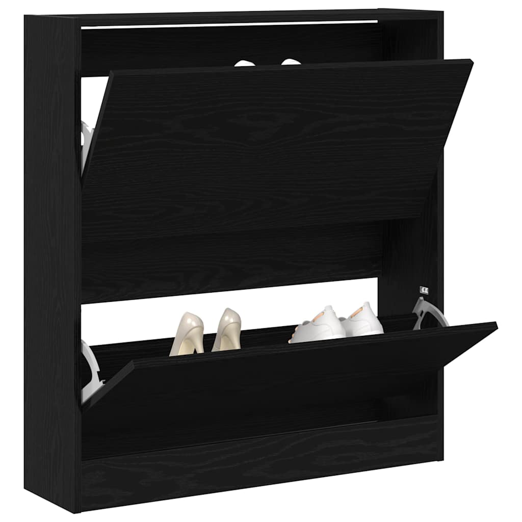 Shoe Cabinet Black oak 31.5" x 8.3" x 34.4" Engineered wood