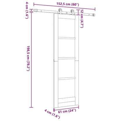 Sliding Door Manual ORKDAL Brown 24 x 78.2 in Wood and metal