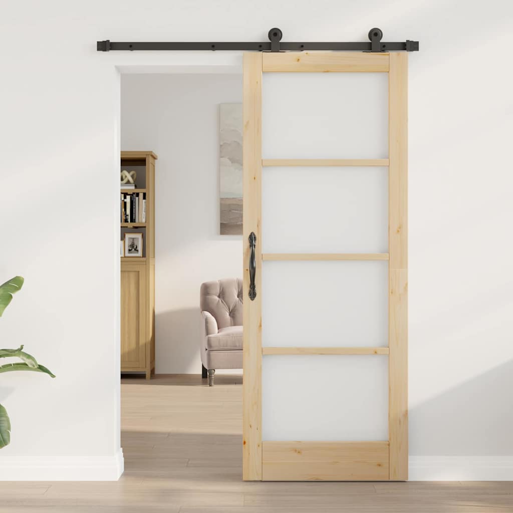 Sliding Door Manual ORKDAL Brown 30.7 x 79.5 in Wood and metal