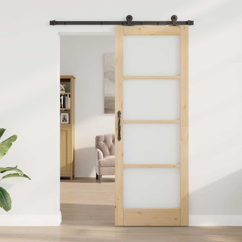 Sliding Door Manual ORKDAL Brown 30.7 x 83.1 in Wood and metal