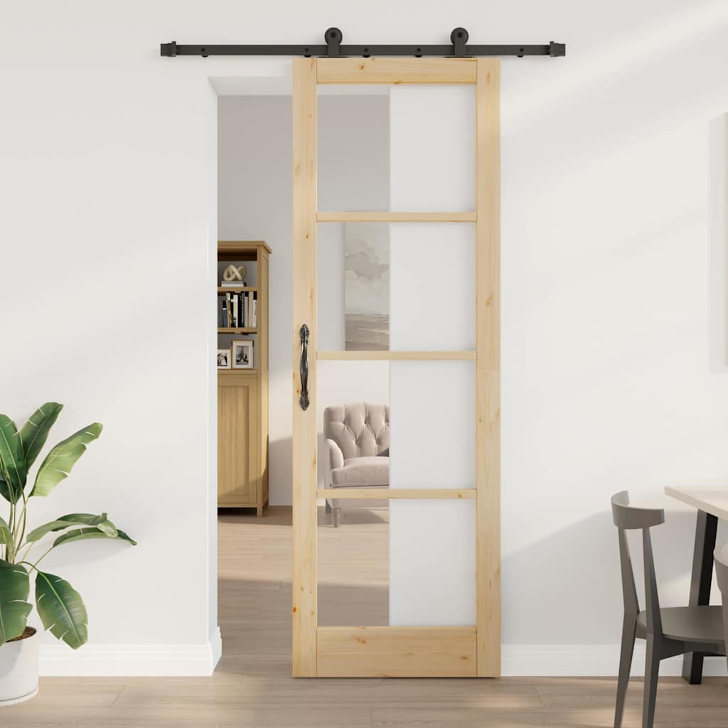 Sliding Door Manual ORKDAL Brown 30.7 x 91.3 in Wood and metal