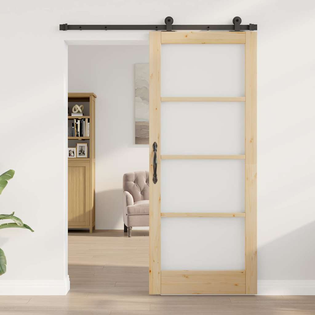 Sliding Door Manual ORKDAL Brown 32.7 x 79.5 in Wood and metal