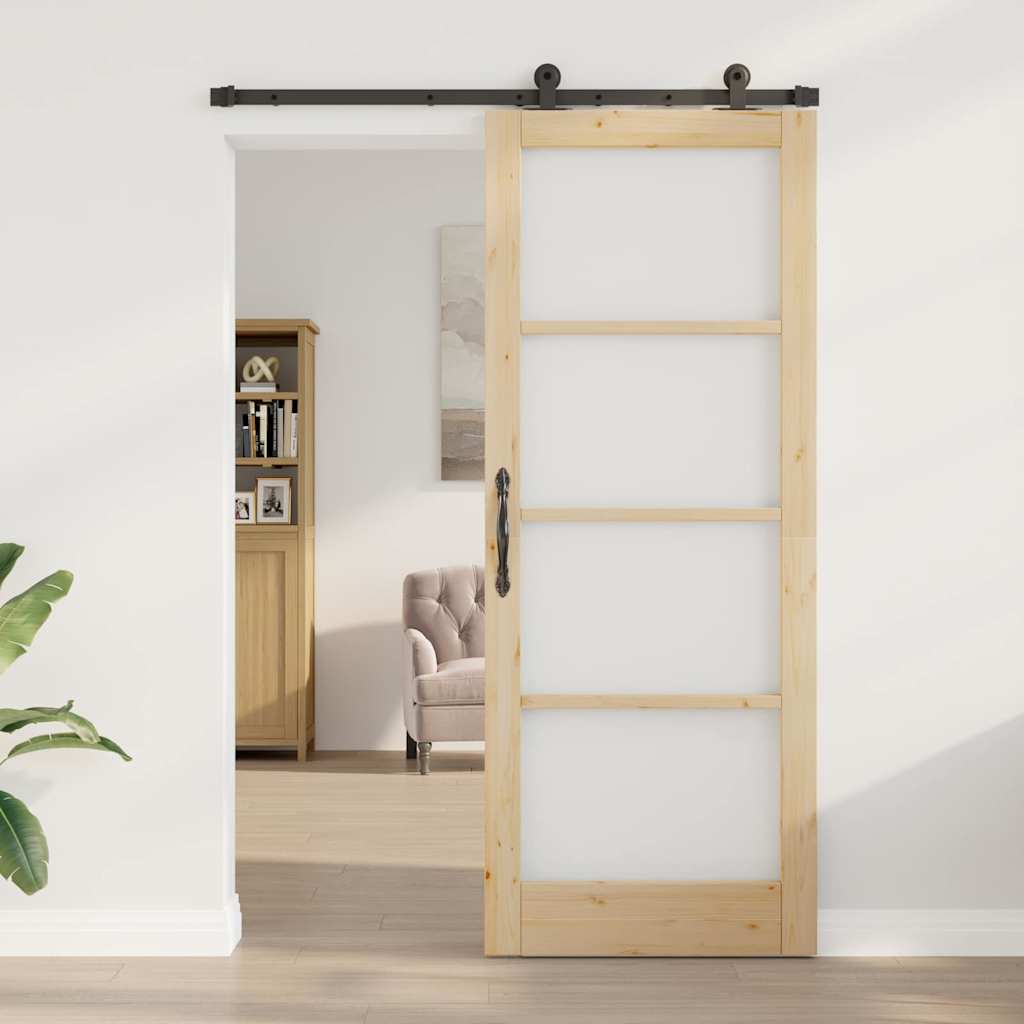 Sliding Door Manual ORKDAL Brown 32.7 x 83.1 in Wood and metal