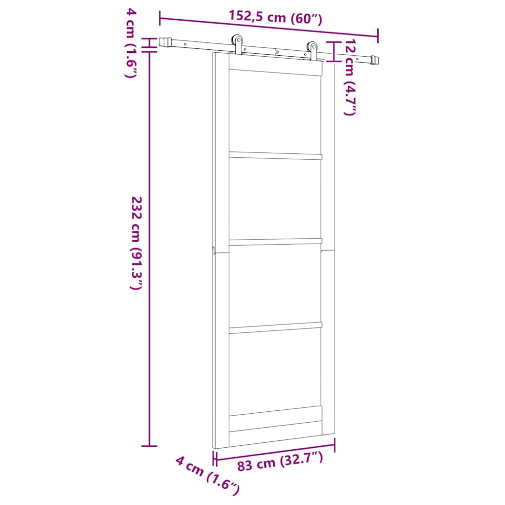 Sliding Door Manual ORKDAL White 32.7 x 91.4 in Wood and metal