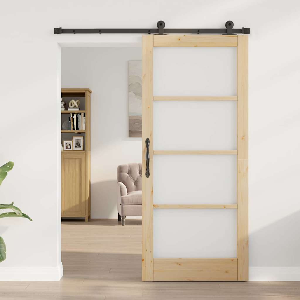 Sliding Door Manual ORKDAL Brown 33.9 x 78.1 in Wood and metal
