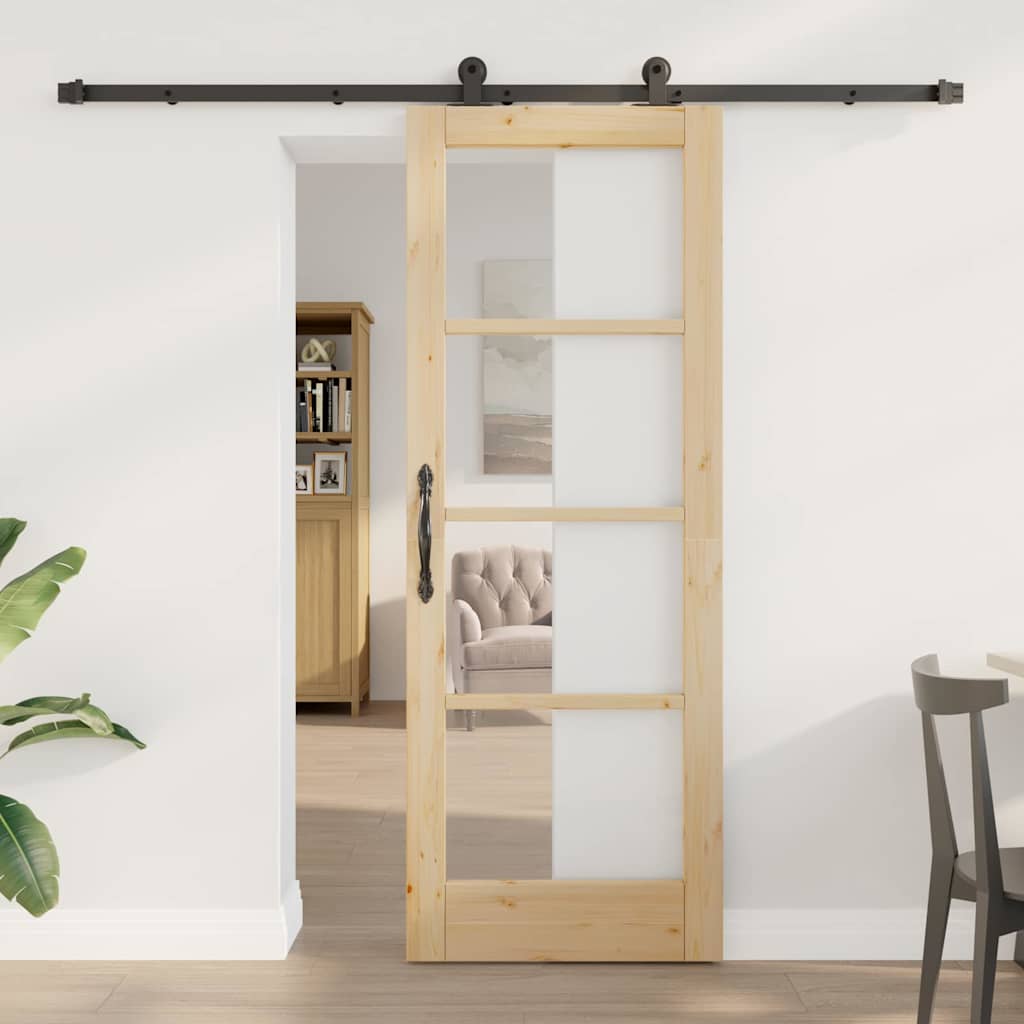 Sliding Door Manual ORKDAL Brown 29 x 78 in Wood and metal