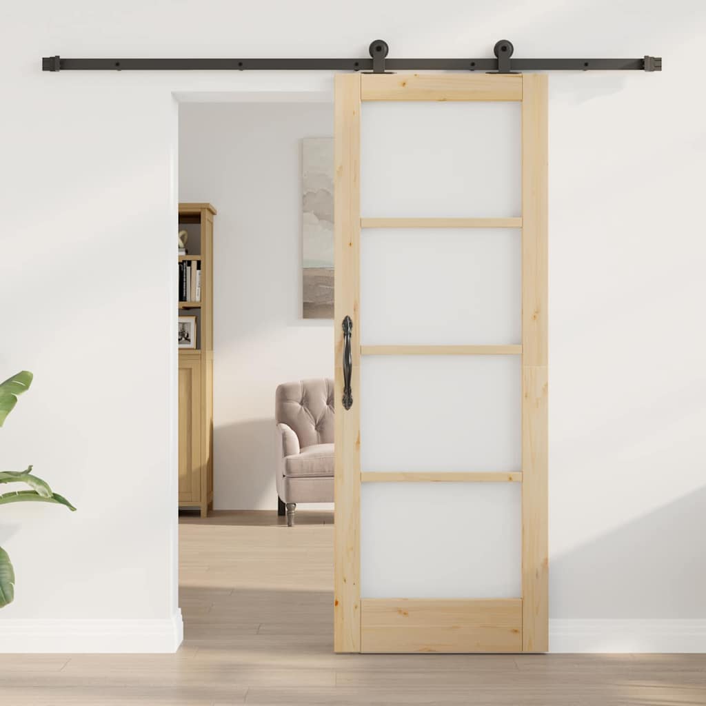 Sliding Door Manual ORKDAL Brown 29 x 78 in Wood and metal