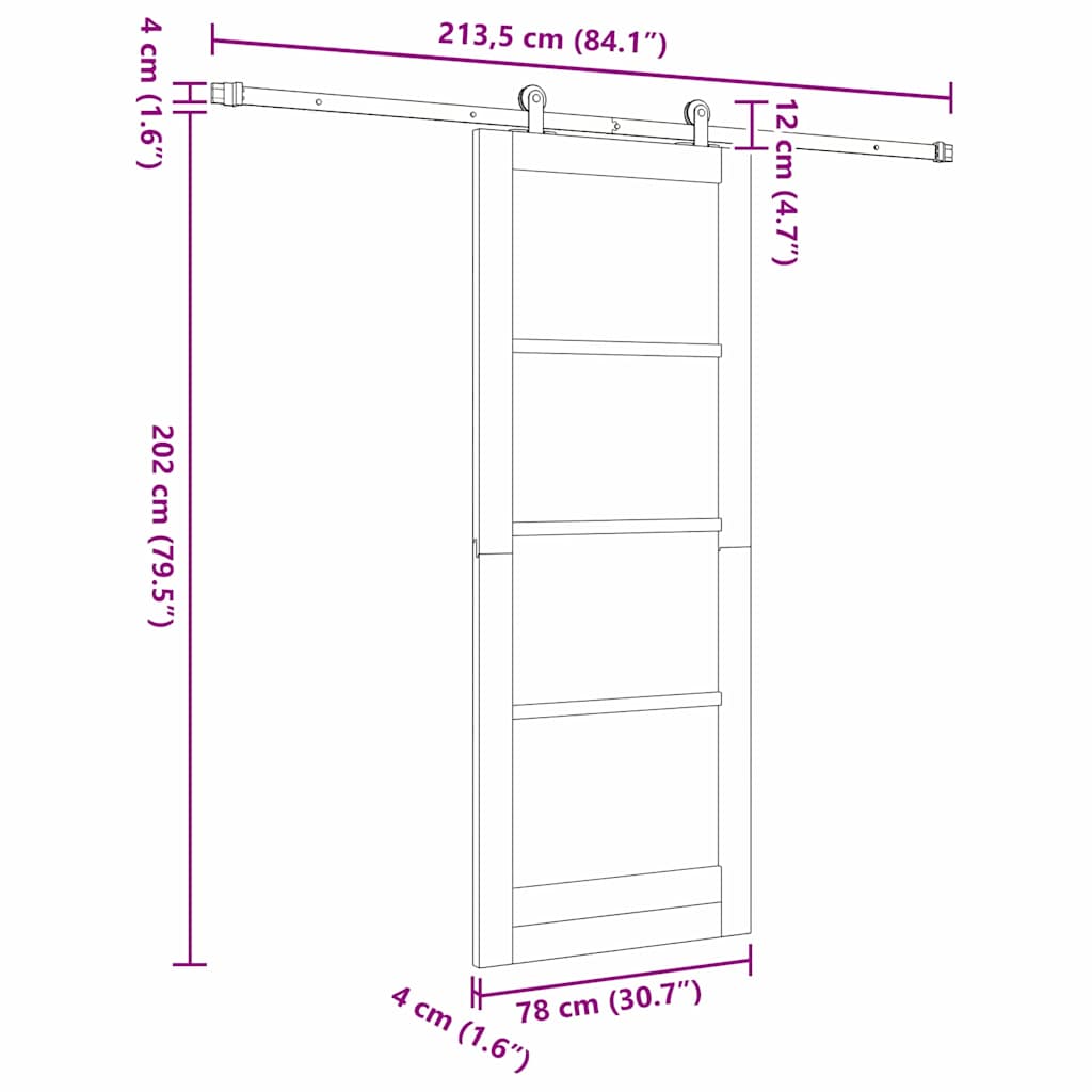 Sliding Door Manual ORKDAL White 30.7 x 79.5 in Wood and metal