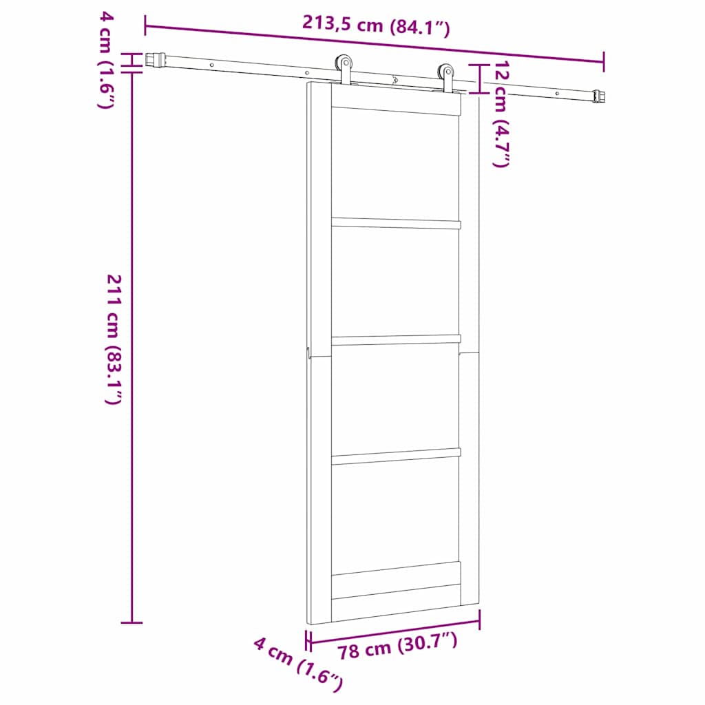 Sliding Door Manual ORKDAL White 30.7 x 83.1 in Wood and metal