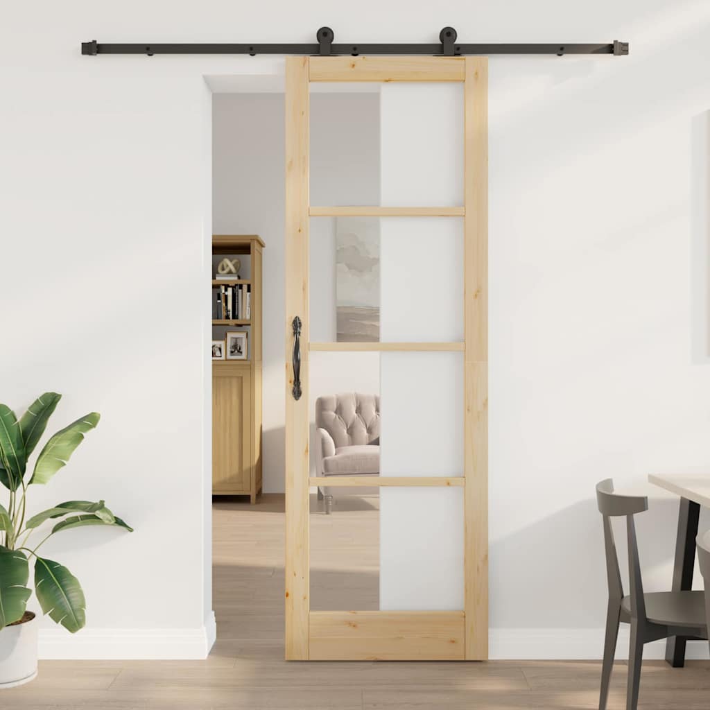 Sliding Door Manual ORKDAL Brown 30.7 x 91.3 in Wood and metal
