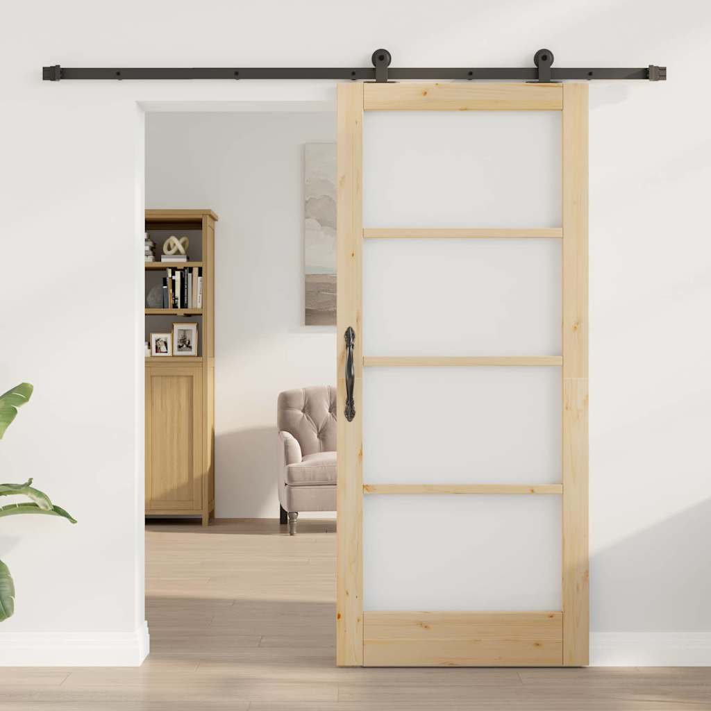 Sliding Door Manual ORKDAL Brown 33.9 x 78.1 in Wood and metal