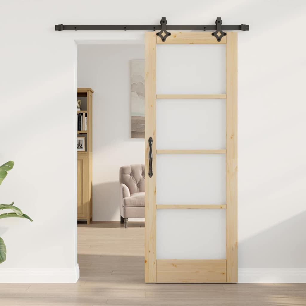 Sliding Door Other Manual Brown 29 x 78 in Wood and metal