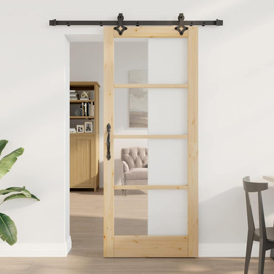 Sliding Door Other Manual Brown 32.7 x 79.5 in Wood and metal