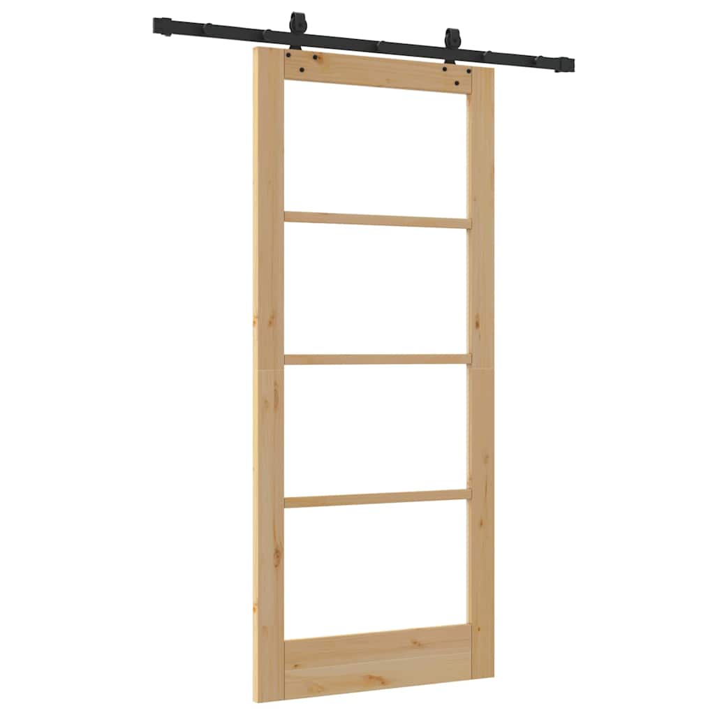 Sliding Door Other Manual Brown 33.9 x 78.1 in Wood and metal