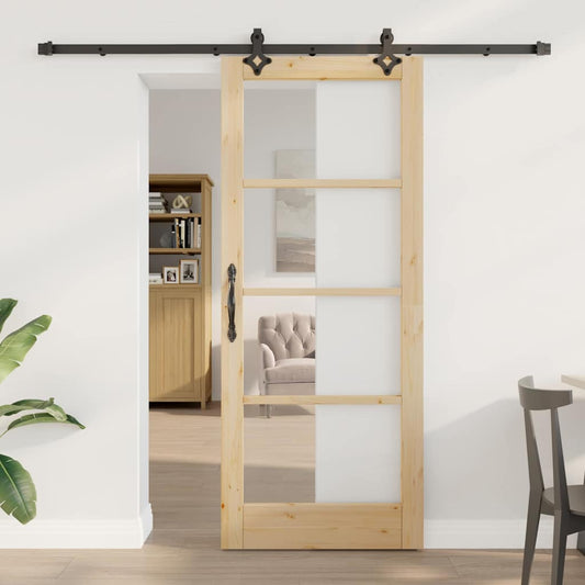 Sliding Door Other Manual Brown 32.7 x 79.5 in Wood and metal