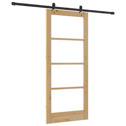 Sliding Door Other Manual Brown 33.9 x 78.1 in Wood and metal