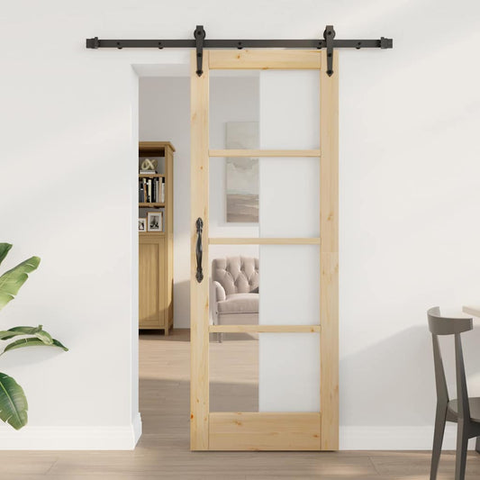 Sliding Door Manual ORKDAL Brown 29 x 78 in Wood and metal