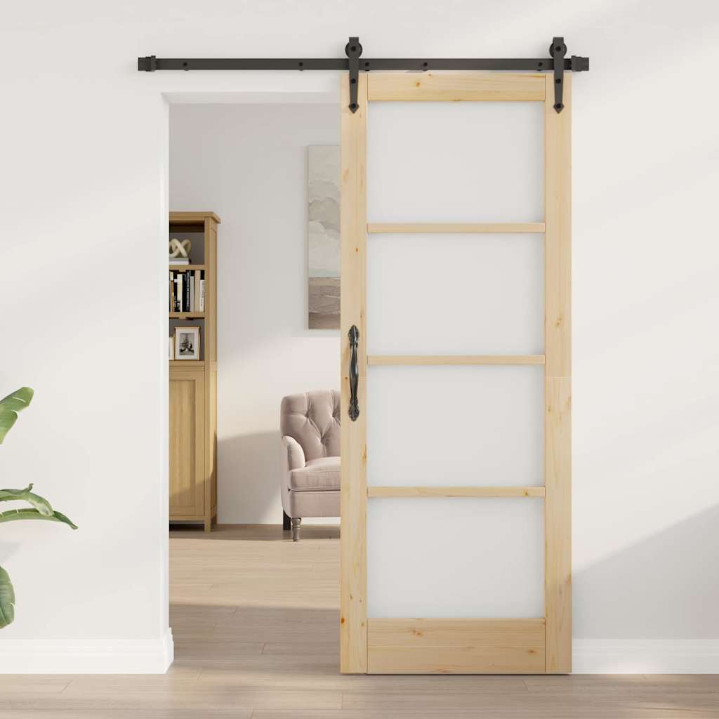 Sliding Door Manual ORKDAL Brown 30.7 x 79.5 in Wood and metal
