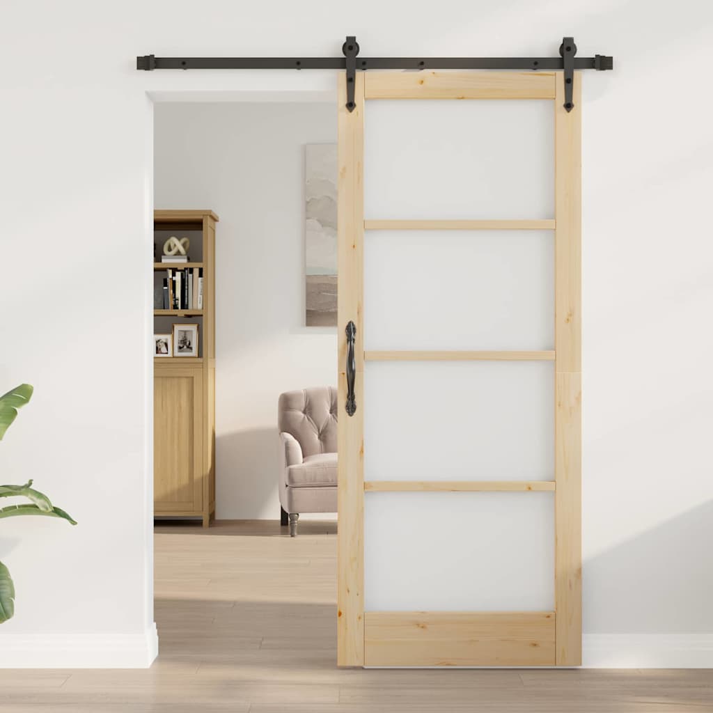 Sliding Door Manual ORKDAL Brown 32.7 x 79.5 in Wood and metal
