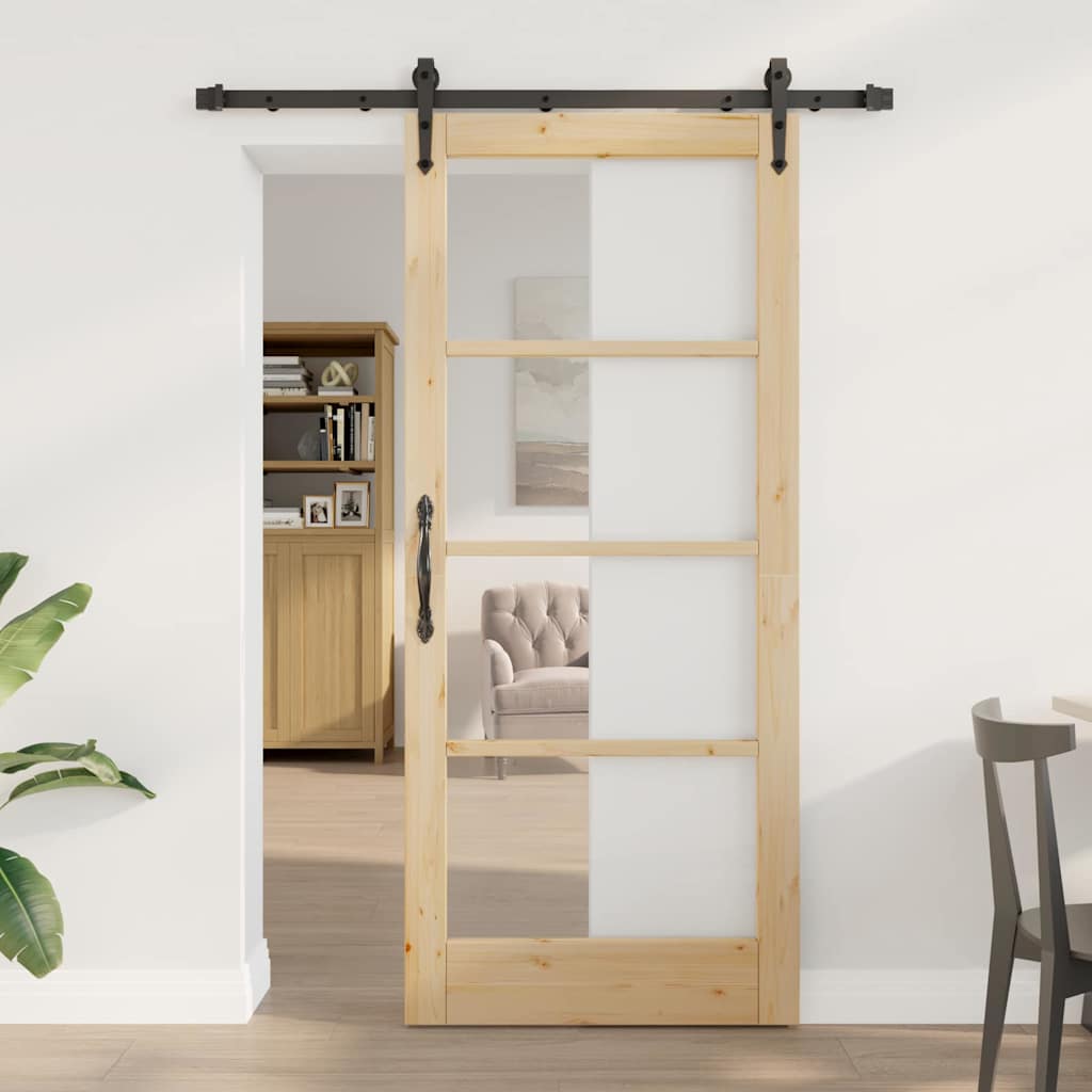 Sliding Door Manual ORKDAL Brown 33.9 x 78.1 in Wood and metal