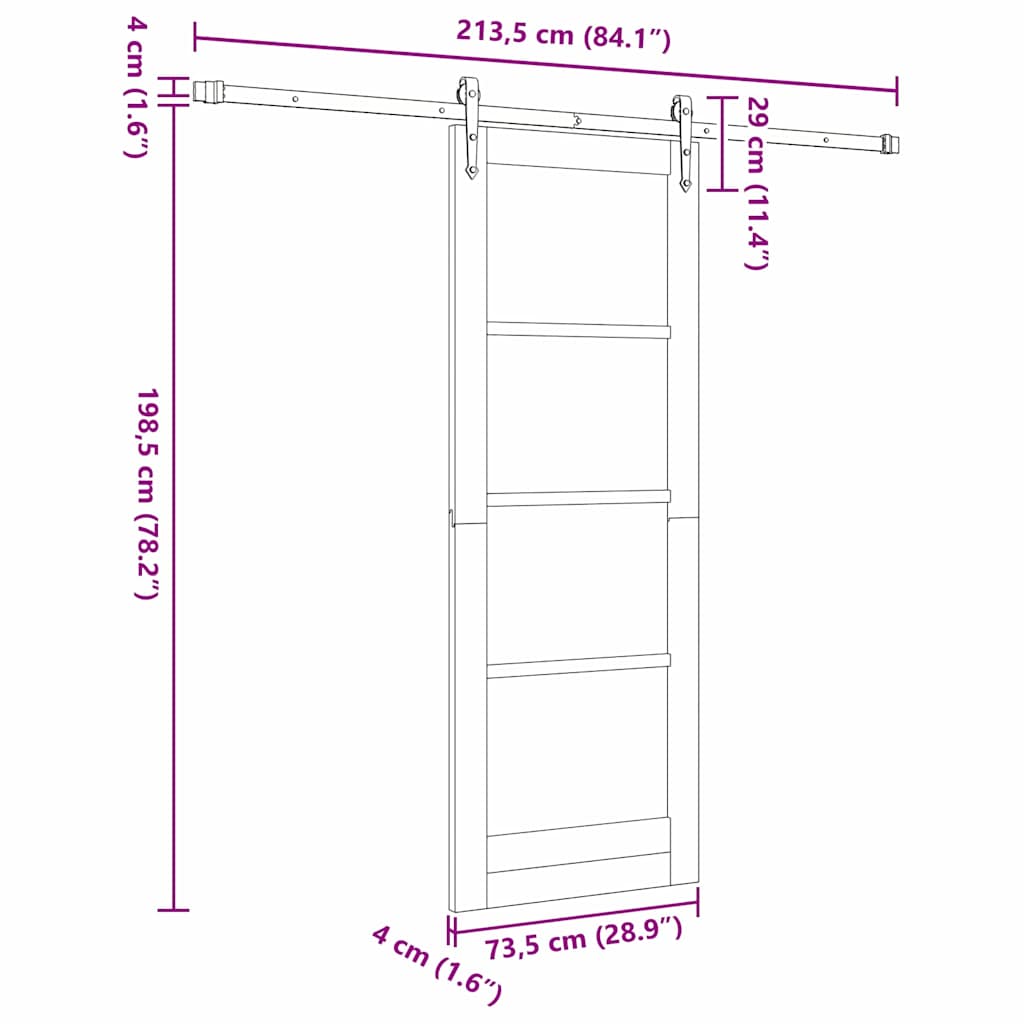 Sliding Door Manual ORKDAL Brown 29 x 78 in Wood and metal