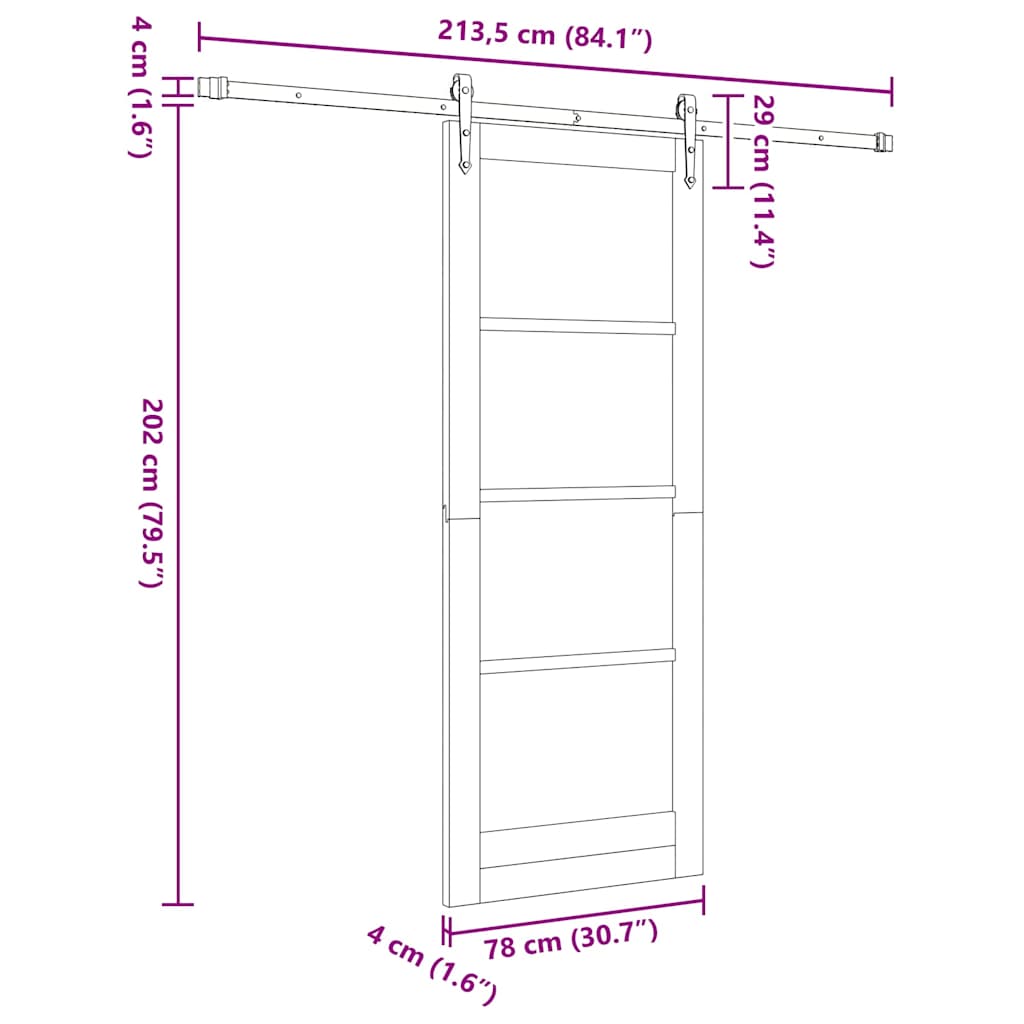 Sliding Door Manual ORKDAL White 30.7 x 79.5 in Wood and metal