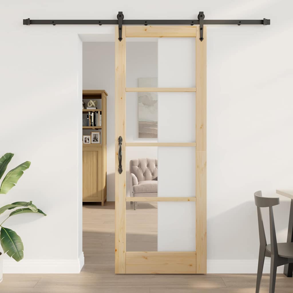 Sliding Door Manual ORKDAL Brown 30.7 x 83.1 in Wood and metal